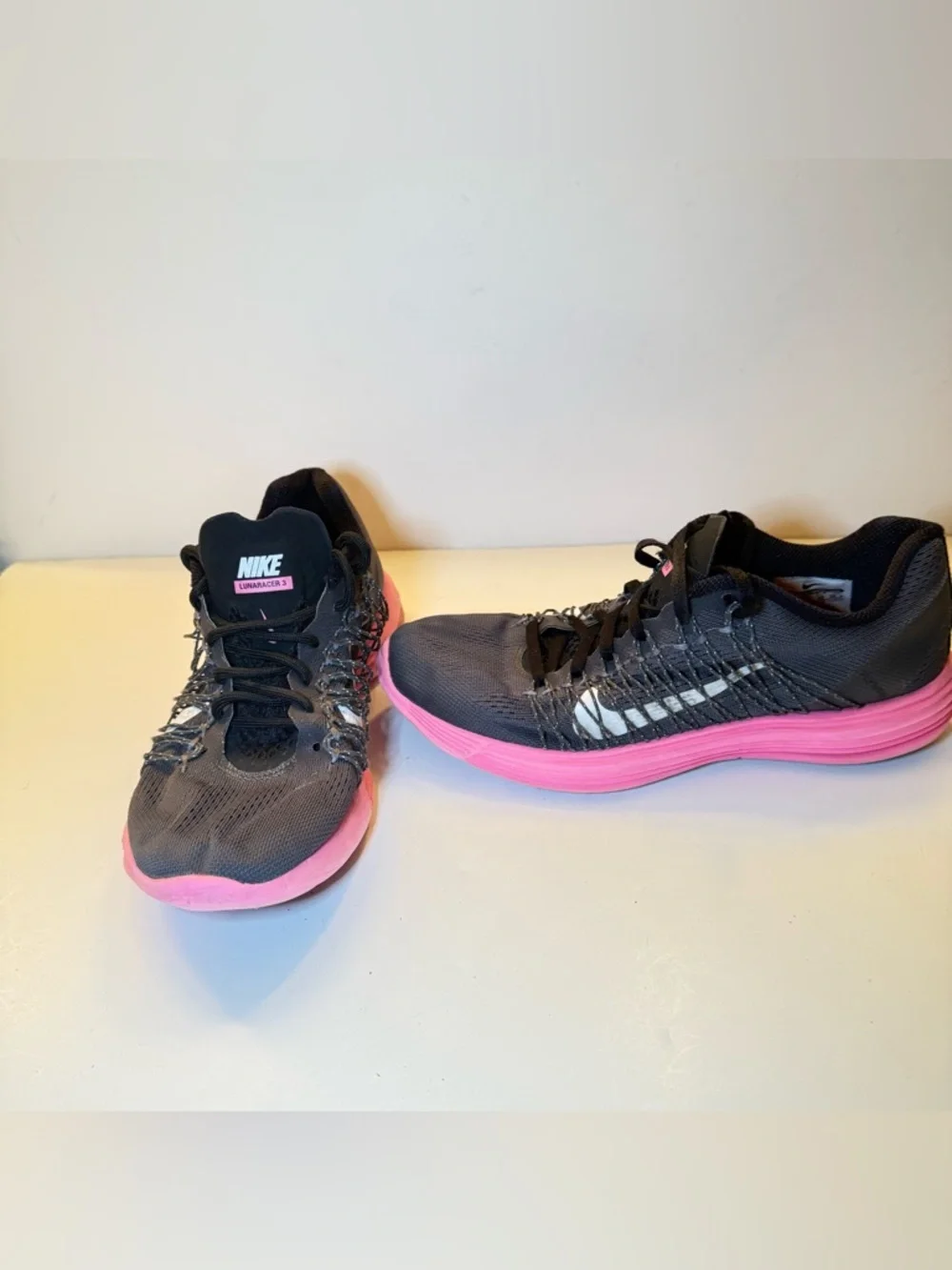 Nike Women's Black with Pink Sole Lunarlacer Running Shoes